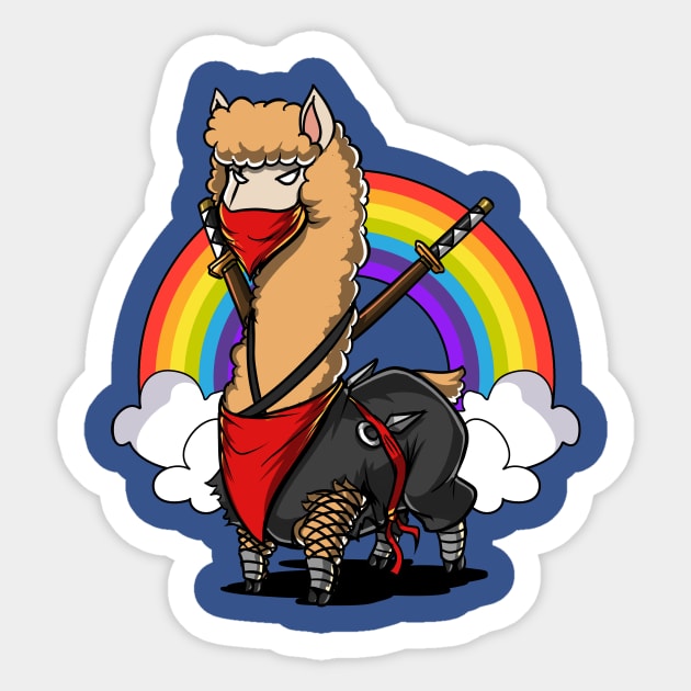 Llama Ninja Cute Alapaca Samurai For Men And Boys Sticker by underheaven